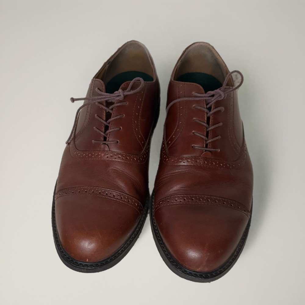 Rockport Men's Brown Leather Perforated Cap Toe Oxford Dress Shoes